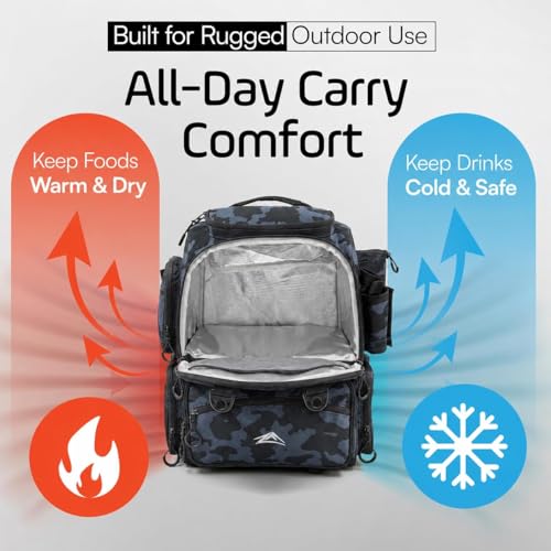 Waterproof Fishing Backpack with Tackle Boxes, Rod Holder & Foldable Net - 40L Fishing Tackle Bag with Trays Included, Extra Storage Gear and Equipment, Rain Cover, Fisherman Gift for Men - color: Black Camo