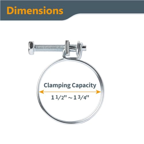 POWERTEC 70214 1-1/2 Inch Double Wire Hose Clamp with bolt, Adjustable Hose Clamps for Pool Hose for Above Ground Pools & Spa Hose, Pipe Clamp, Worm Gear Clamp, 10 pack (Color May Vary) - size: 1-1/2" (Pack of 2), style: 5 pack