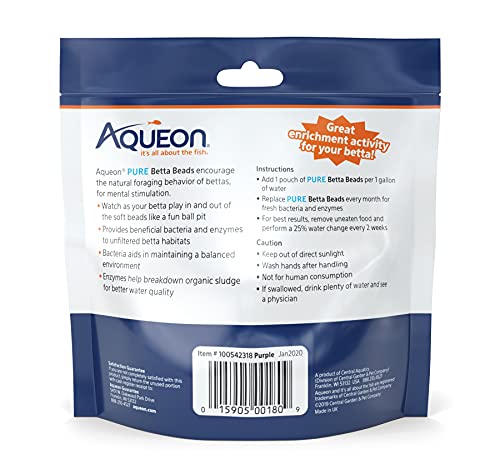 Aqueon Pure Betta Beads, Purple (Pack of 2) - color: Purple, size: One Pouch (Pack of 2)
