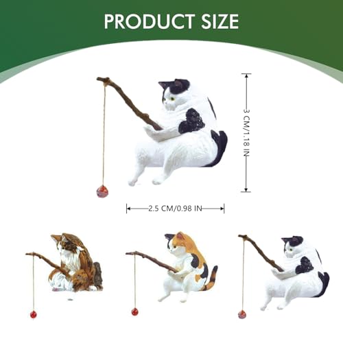 3 PCS Cute Fish Tank Figurines - Cat Statue Decor for Home Office Aquarium Decoration