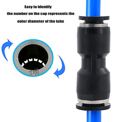 10PCS Pneumatic Push to Connect Fittings, PBT Plastic Union Straight 1/2"x 1/2" Tube OD Quick Connector for Home Garage Air Brake Air Compressor - size: 1/2"x 1/2"