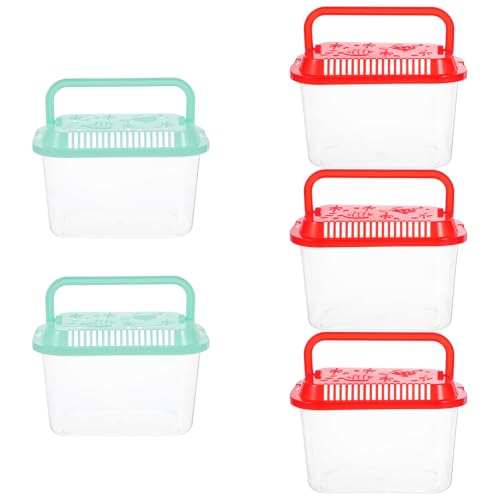 5pcs Pet Fish Travelling Container, Portable Beach Fish Tank for Transporting & Viewing, Transfer Bucket for Kids’ Science Education, Moving & Outdoor5.3x3.4x2.8in - color: Sky-blue