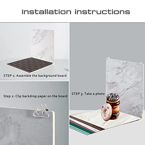 Large 24x24in Photo Backdrop Board: 9PCS 18Patterns Product Photography Backdrops for Food Jewelry, Background Table Top Small Shooting Kit