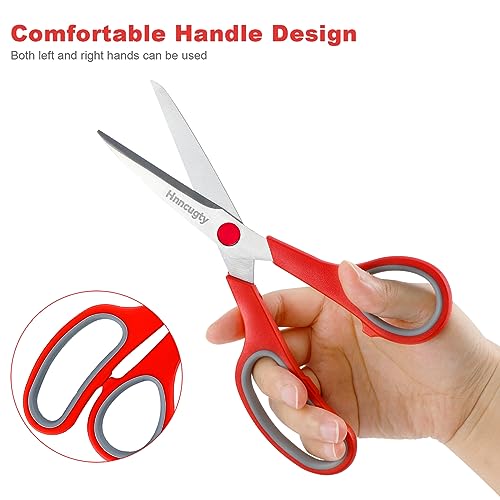 Scissors, Hnncugty 8" Scissors All Purpose Bulk Set of 6-Pack, Sharp Shears for Office Home Craft Sewing Fabric, High/Middle School Supplies Student Teacher Supplies, Comfort Grip Right/Left Handed - color: 6 Pack Multicolor