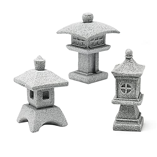 Saihisday 3pcs Miniature Pagoda Statues Japanese Style Pagoda Lantern Asian Decor Square Chinese Pagoda Statue for Zen Garden Indoor Outdoor Decor Micro Rockery Landscape Kit - size: Square Pagoda Statue