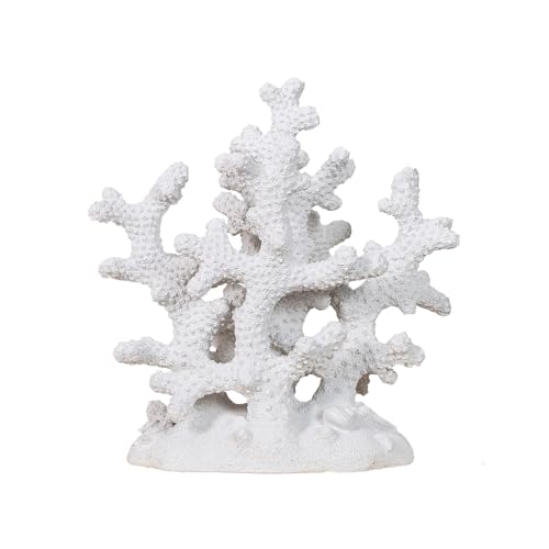 7.1" H White Coral Decor, Resin Statue, Nautical Decorations for Home, Bedroom, Bathroom, Living Room, Beach/Coastal/Ocean Themed Cabinet Shelf Tabletop Decor - color: White, size: 7.1"H