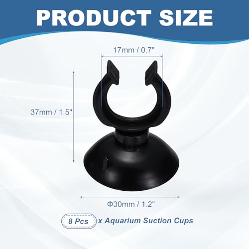 Aquarium Suction Cups, Fish Tank Suction Cups Clips Airline Tube Holders Clamps (Plastic, 8Pcs, Black) for 0.7" Fish Tank Airline Tubing Binding Moss Shrimp Nest, 17x30MM - color: Black, size: 17x30MM