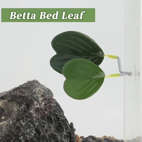 Betta Fish Bed, Betta Leaf Bed, Plastic Betta Heart-Shaped Hammock, Betta Hammock Pad with Suction Cup, Betta Fish Resting Place Betta Fish Supplies Aquarium Decor, Green - color: Green