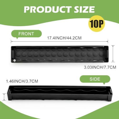 RooTrimmer 10 Pack Plastic Windowsill Saucer (17"x3"x1.5"), Rectangular Window Sill Plant Pot Trays with Removable Drainage Hole, Thick Plant Saucer Tray for 2.8 inch (7CM) Flower Nursery Pots (Black) - size: Trays (17"x3"x1.5") for 2.8 Inch Pots-10 Pack