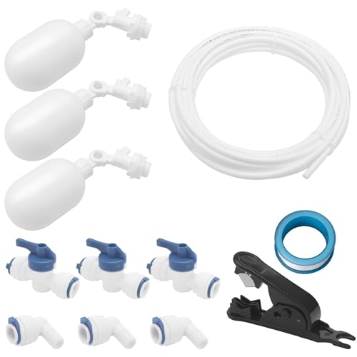 3/8inch Tube Float Ball Valve Water Level Control, Adjustable Plastic Water Purifiers Float Valve Kit for Tank Aquariums Aquaculture (Top Install) - style: Top Install