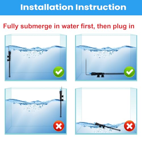 AQUANEAT Aquarium Heater, 200W Fish Tank Heater, Adjustable Submersible Water Thermostat with Digital Thermometer - size: 200W