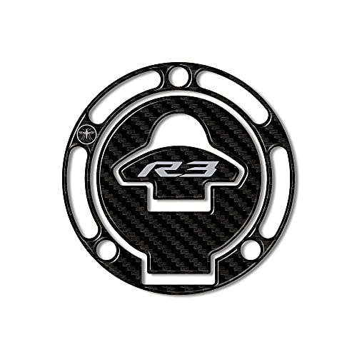 labelbike - 3D Stickers Motorcycle Fuel Tank Cap Protection and Decoration in Resin Compatible with Yamaha R3 2019-2025 - Color Carbon Grey Black - size: Tank Cap