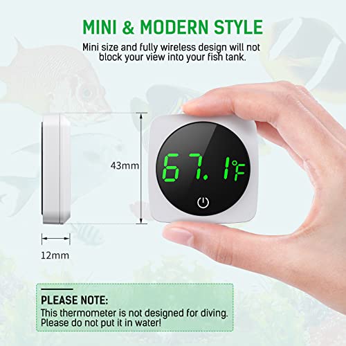 PAIZOO Aquarium Thermometer, LED Digital Fish Tank Thermometer, White | 5s Refresh, High Accurate to ±0.9℉, 8000+ Hours Lifespan, Thermometer for Fish tank, Betta, Axolotl, or Aquatic Pet