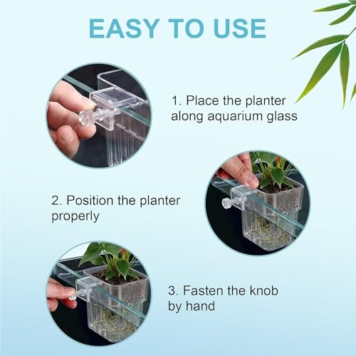 12 Pack Clear Aquarium Plant Holder Top Hanging for Fish Tank, Aquariums Planter Basket Pots for Aquatic Plants