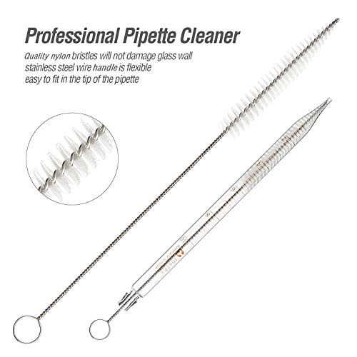 2Pcs Glass Graduated Dropper Pipette for Liquid Essential Oil, 10ml Lab Dropper Pipettes Transfer with Rubber Cap and 1Pc Cleaning Brush - size: 2 pcs