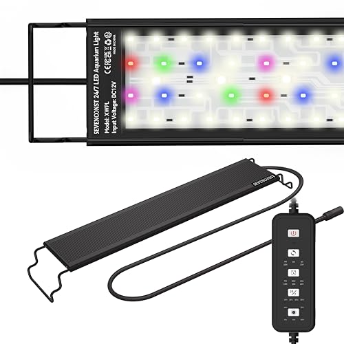 24/7 Mode LED Aquarium Light for 30-36 Inch Plant & Fish Tank, IP68 Full Spectrum Light, Sunrise-Daylight-Moonlight, White Red Green Blue Pink LEDs with Extendable Brackets for Freshwater - size: For 30-36 inch Tank