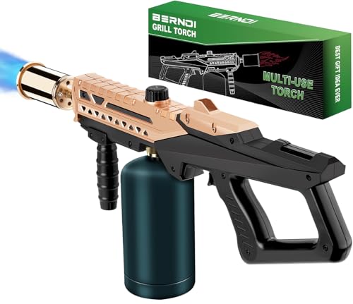 Powerful Propane Torch Gun, Kitchen Torch With Adjustable Flame, Flamethrower Blow Torch for BBQ, Campfire, Searing Steak, Camping (Propane Tank Not Included) (Gold) - color: Option 2