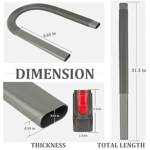 Fullclean Dryer Vent Cleaner Kit for Dyson Gen5 V15 V15s V12 V11 V10 V9 V8 V7 Lint Vacuum Atttachments Detect Absolute Cyclone Outsize Slim Vacuum Cleaner Crevice Flexible Dryer Lint Remove Tool - style: Dryer Hose and Brush Gray