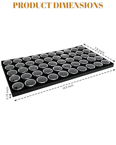 Novel Box Gem Jars 50 Small Size Gemstone tray | Black Tray Foam Sheet 14.5X7.8X0.75 | Jewelry Display Rock Storage Box Insert | Gemstone display Trays for Collectibles - color: Black Foam Liner With 50 Gem Jars