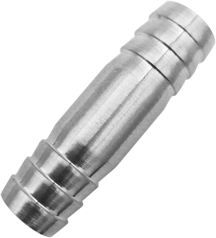 2Pcs Stainless Steel Hose Barb 1" Splicer Mender Union Tubing Coupling Fittings with Hose Clamps Air Water Fuel Oil - size: 1" Hose Barb