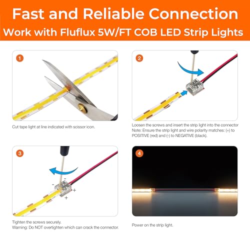 2-Pin Solderless Jumper Connectors for 10mm LED Strip Lights, with Pre-Installed 6'' 20AWG Wire and 3M VHB Adhesive, Screw Down Splitter Connectors for Quick, Secure Connection (Pack of 10) - style: Jumper Connector