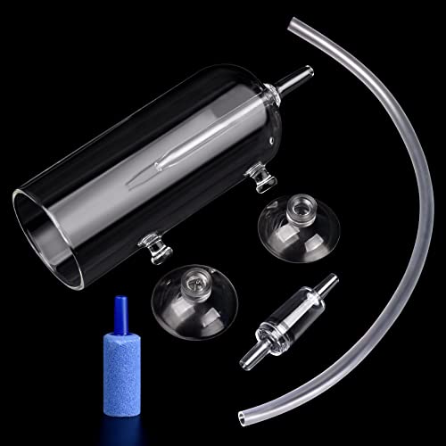 Aquarium Air Bubbler Glass Cup Air Diffuser Dissolved Oxygen Device with Water Tube, Sucker Air Stone, High Dissolved Oxygen for Fish Tank