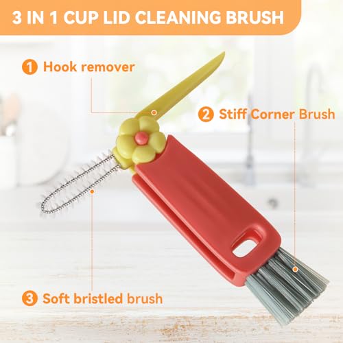 3 in 1 Cup Lid Gap Cleaning Brush Set, Multifunctional Bottle Clean-ing Brush, Cup Lid Gap Cleaner, Home Kitchen Crevice Cleaning Brush Tools (Blue) - color: Blue