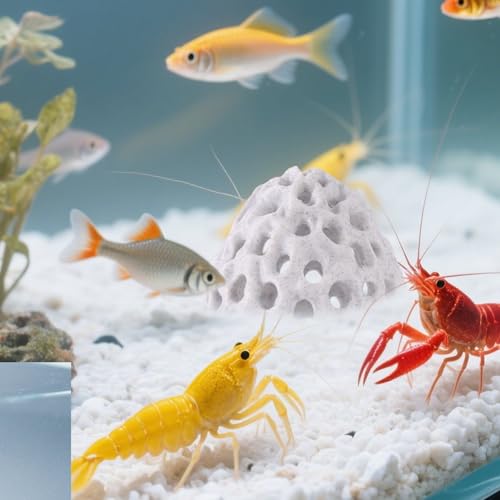 Shrimp Dome Hide, Plastic Porous Designed Aquarium Dome Hide Cave Shelter Hideout with Suction Cup Aquarium Decor Fish Tank Accessories for Small Fish Shrimp Guppy Hiding House Resting(White)