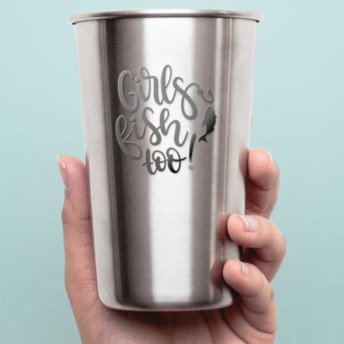 Decal Stickers of Girls Fish Too (Metallic Silver) (Set of 2) Premium Waterproof Vinyl Decal Stickers for Laptop Phone Accessory Helmet Car Window Mug Tuber Cup Door Wall - ANDVER1c33531SI - color: Metallic Silver, size: 3.8'' x 4.1''