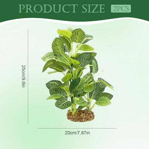 Silk Aquarium Plants (2-Pack) 9.8 Inch Artificial Plastic Fish Fish Habitat Decor, Small to Moderate Size Aquarium Decorations, Safe Green Plants for Freshwater Tanks - color: Lime Green With White Veins