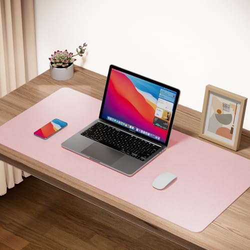Boutilon Leather Desk Pad Protector,Non-Slip Mouse Pad,Laptop Desk Pad,Office Mouse Mat,Waterproof Leather Desk Blotter,Desk Writing Pad for Office and Home (S-Light Pink,24"x 14") - color: Light Pink, size: S 24" x 14"