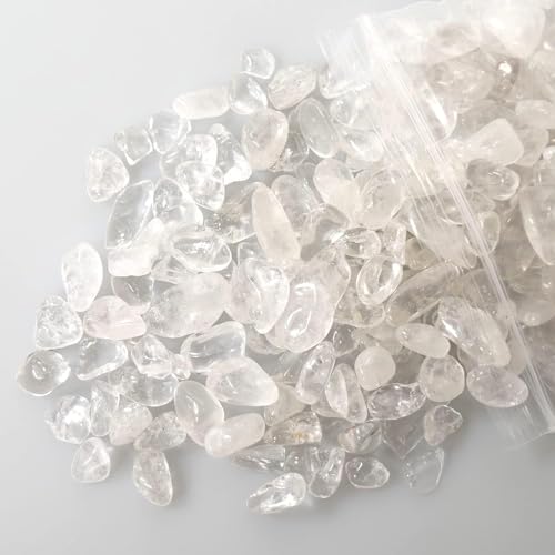 gemshan 2lb Clear Quartz Chips Natural Crushed Crystal Chip Bulk 7mm-9mm Tumble Healing Crystal Stone for Aquarium Vase Plant Decoration Jewelry DIY - color: Clear Quartz