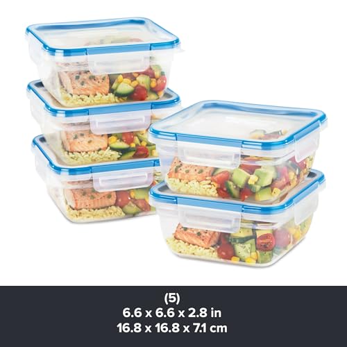 Snapware Plastic Total Solutions (5-Pack, 5.5 Cup) Food Storage Containers Set, Airtight & Leakproof Plastic Locking BPA-Free Lids Tupperware, Freezer Dishwasher Microwave Safe - size: 5 Pack, style: 5.5 Cup