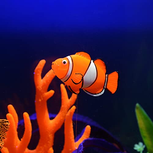 Artificial Moving Fish Floating Silicone Fish with Suction Cup Fish Aquarium Decorations for Fish