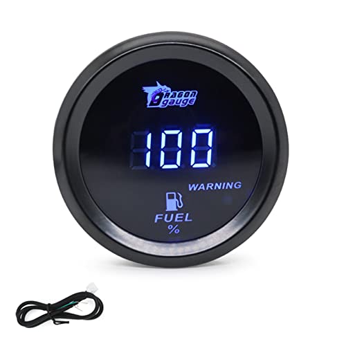 GoolRC Fuel Gauge Kit, 52mm 12V Universal 240-33 Ohms Fuel Level Gauge Meter Digital Display Car Fuel Level Gauge Blue Led/Red Led Fuel Tank Meter for Ships Car Truck Vehicle Automotive