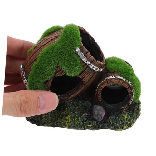 Toddmomy Fish Tank Landscape Decor Realistic Resin Barrel Aquarium Supplies Fish Decor Hideout Cave Ornament