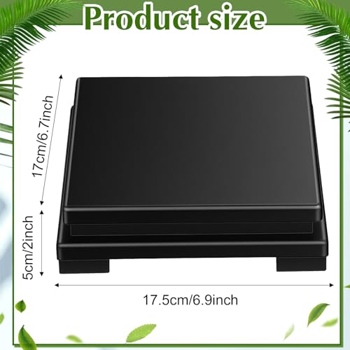 2 Pcs Square Wooden Display Stand, 6.9" x 6.7" x 2" Wood Display Base Square Vase Riser Teapot Aquarium Lamp Base Home Decoration