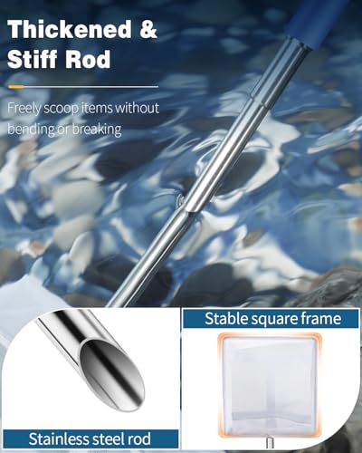 Pawfly 3 Inch Tiny Fish Tank Net, Aquarium Shrimp Net with Extendable Stainless Steel Handle for Shrimp Baby, Food Residue Debris, Soft Square Fine Mesh for Fish Tanks & Small Ponds - color: Blue Square, size: 3 Inch