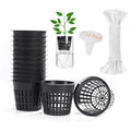 ORIMERC 12 Pack 3 inch Net Cups Pots with 12 feet Hydroponics Self Watering Wick & 12 Plant Labels Aquaponics Mason Jar Bucket Insert Orchid kratky Vegetable Garden Growing Netted Basket Slotted Mesh - size: 3 inch (12 Pack)