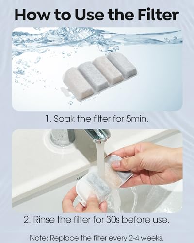 Veehoo 12 Pack Replacement Filters & 12 Pack Pre-Filter Sponges Set for 2.4Gal Dog Water Fountain, 6 Months Set of Replacement Filters for Dog Water Dispenser