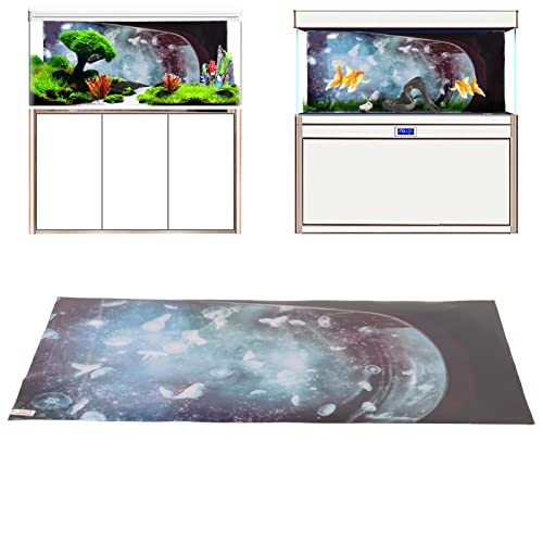 3D Aquarium Background PVC Fish Tank Decoration Sticker, Self Adhesive Backdrop with Realistic Pattern for Freshwater Saltwater Tanks (61 * 41CM) - size: 61*41CM