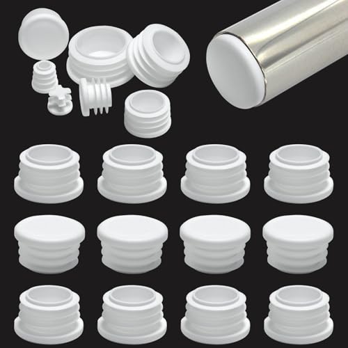 1-1/8"(28mm) Plastic Hole Plugs White -Round Chair Leg Caps, Flush Mount Pipe Plugs, Tubing End Caps for Metal&Wood Legs Tube, Outdoor Furniture Feet caps,for Pipe Wall thicknesses of 1.5-4 mm,12 PCS - color: White, size: 12 PCS,1-1/8"(1.5-4mm)
