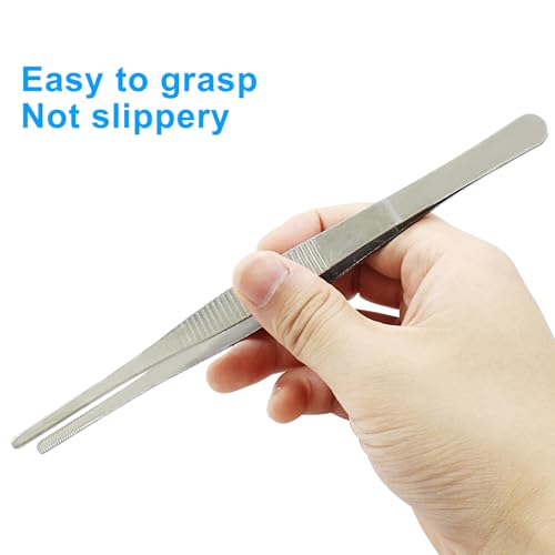 2 Pcs 8 Inch Stainless Steel Forceps, Straight Metal Tweezers General Application for Kitchen, Crafts, Plants - size: 8 Inch