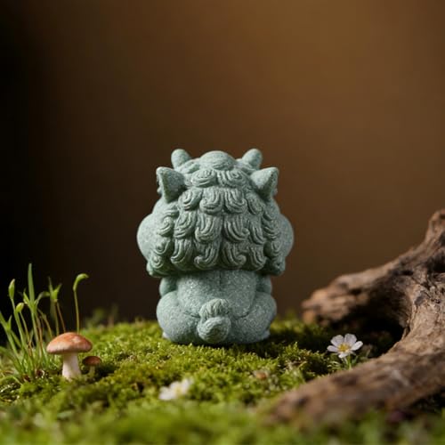 livelyfish Feng Shui Guardian Chi Lin/Kylin/Qi Lin Statue Sandstone Figurine Wealth Good Luck Sculpture Chinese Decor for Fish Tank Aquarium Garden & Patio Micro Yard Bonsai Decoration (M) - size: Medium