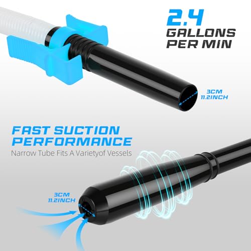 Portable Transfer Pump Battery Operated Electric Siphon Pump for Gas, Fuel, Diesel, Water Transfer 2.4 GPM Flow Oil Extractor, 47" Hose-Easy to Use Hand Fuel Pump, Multi-Use Siphon Transfer Pump(Blue) - size: 1 Pack Blue