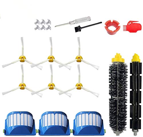 Accessories for iRobot Roomba 600 Series 675 677 692 671 694 691 614 615 635 676 670 645 655 690, 500 Series 595 585 564 552 Replacement Parts Include 3 Filter, 6 Side Brush, 1 Bristle Brush - size: 1 Main brush+3 Filter+6 Side brush