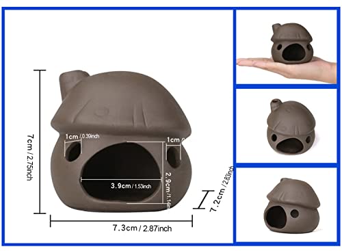 Saim Aquarium Mushroom House Decorations, Ceramic Fish Tank Cave Hideaway Small Fish Shrimp Breeding Cave Fish Tank Landscape Decor for Territorial Fish Shrimp to Rest and Breed, Hiding - Brown - color: Brown