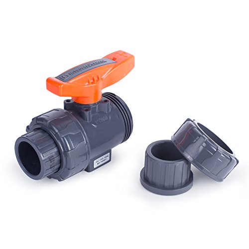 HYDROSEAL Kaplan 1’’ PVC True Union Ball Valve with Full Port, ASTM F1970, EPDM O-Rings and Reversible PTFE Seats, Rated at 200 PSI @73F, Gray, 1 inch Socket (1 inch) - size: 1 Inch