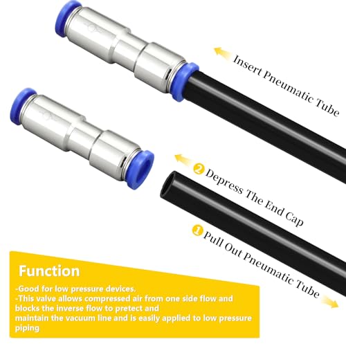 Metalwork Nickel Plated Brass & Plastic Push to Connect Inline Check Valve Union Fitting, 6mm Tube OD (Pack of 2) - size: 6mm OD