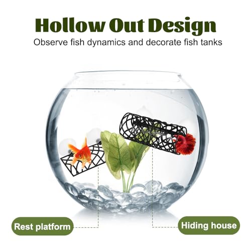 MiOYOOW Betta Fish Tunnel, Hollow Fish Resting Tube Suction Cup Mounting Fish Hide Shelter for Small Fish Shrimp Betta - color: Black